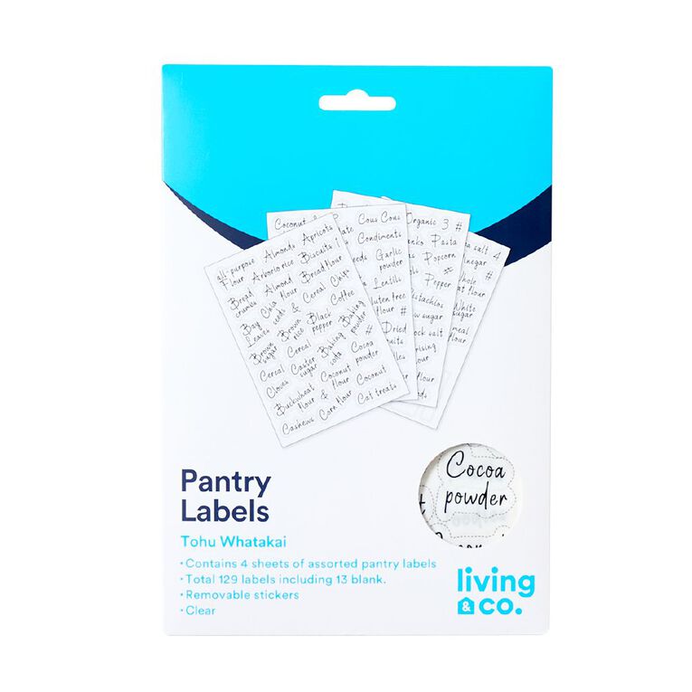 Living & Co Pantry Labels Clear, , hi-res