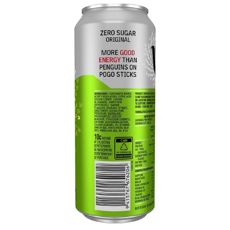 V Zero Sugar Can Green 500ml, , hi-res