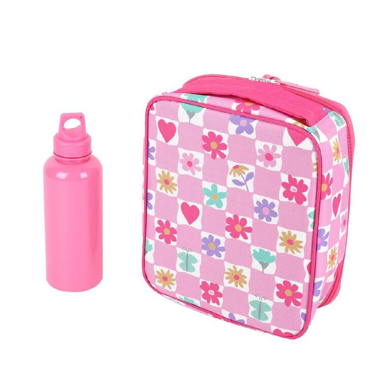 Living & Co Lunch Bag and Bottle Daisy Pink 2 Piece, , hi-res