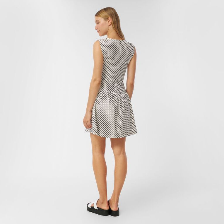 H&H Women's Boatneck Ruffle Hem Teried Mini, Cream, hi-res