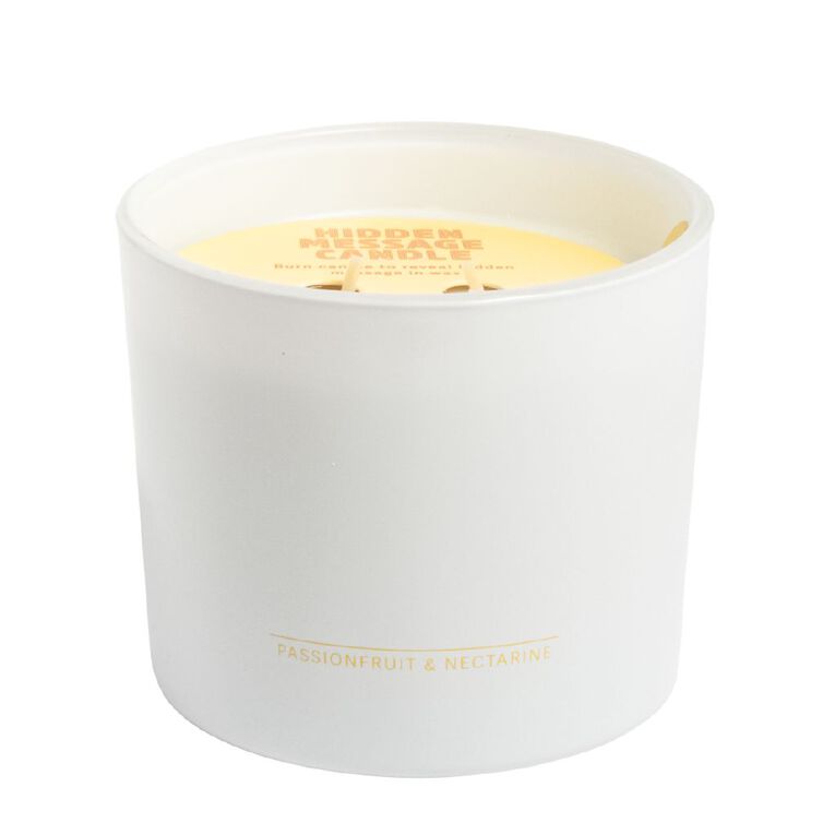 Living & Co Hidden Message Candle Passionfruit & Nectarine Yellow 250g, , hi-res