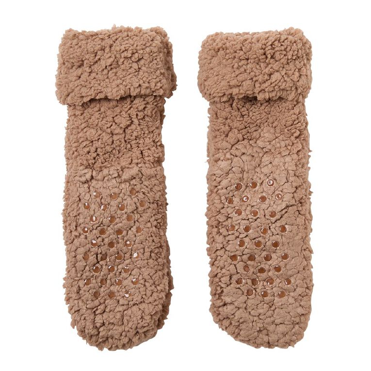 Sock Crew Women's Animal Sherpa Sock 1 Pack, Brown, hi-res