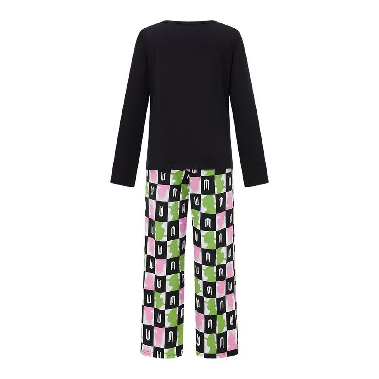 Universal Women's Knit Pyjamas Set, Black, hi-res