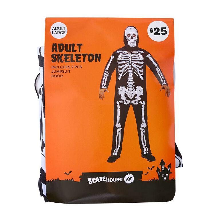 Scarehouse Scarehouse Adults' Skeleton Costume Black/White Large, , hi-res