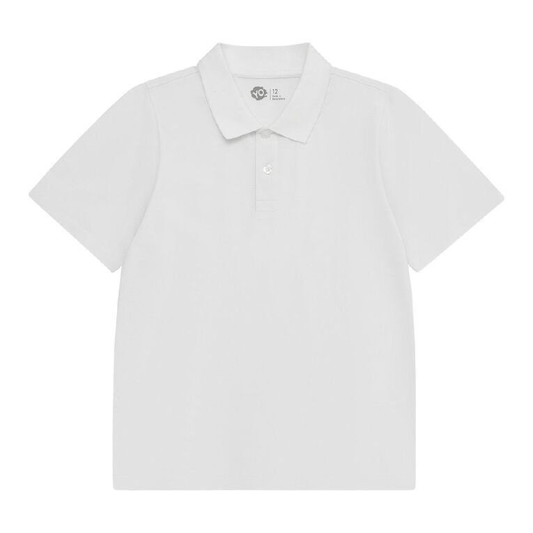 Young Original Kids' Plain Cotton Polo, White, hi-res