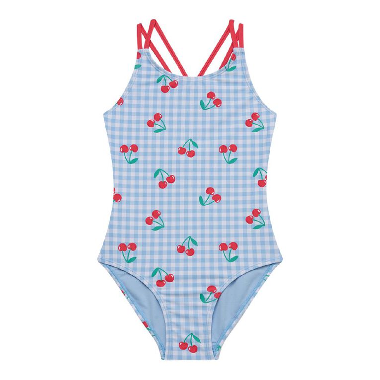Young Original Printed Swimsuit, Blue Light, hi-res