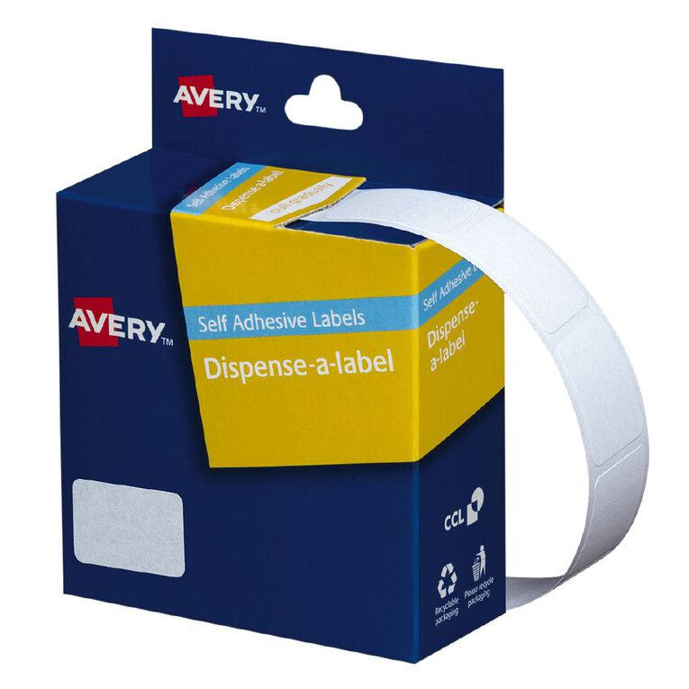Avery White Rectangle Dispenser Stickers 24x16mm 800 Labels Handwritable, , hi-res