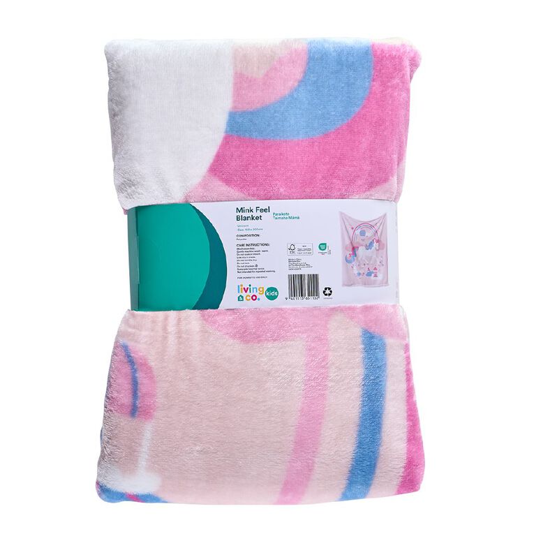 Living & Co Kids Mink Feel Blanket Unicorn Pink King Single, , hi-res