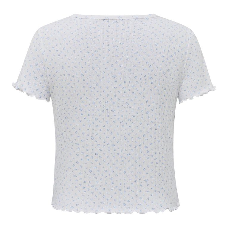 H&H Women's Pointelle Pyjama Baby Tee, White, hi-res