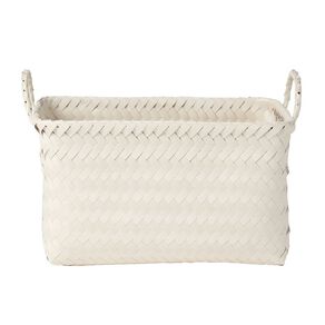 Living & Co Rectangle Plastic Woven Basket Cream
