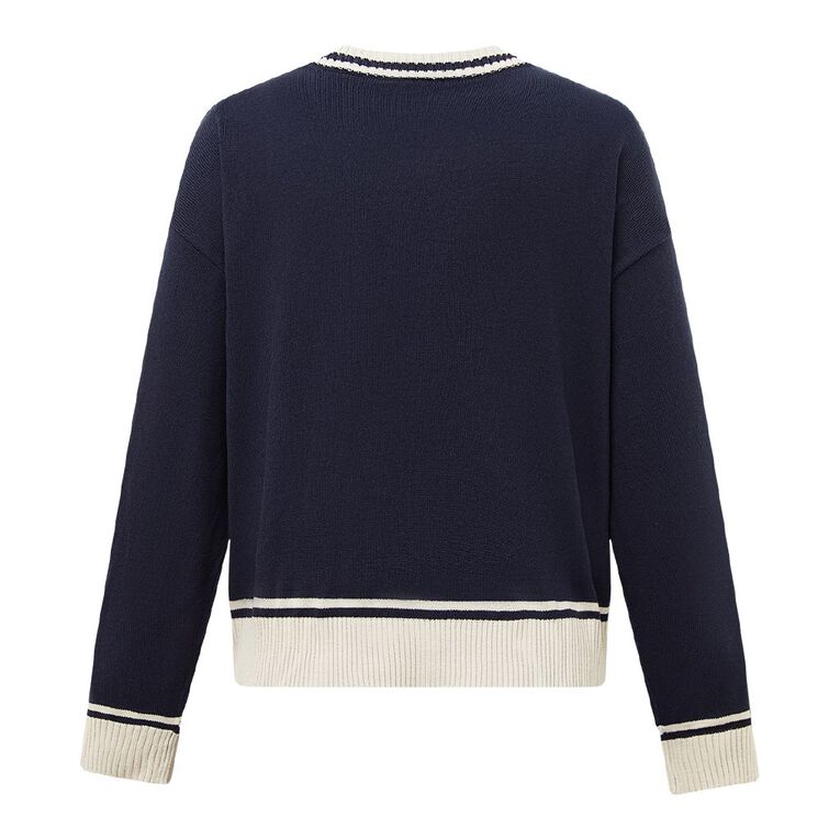 H&H Women's Embroidered Horse Jumper, Navy, hi-res