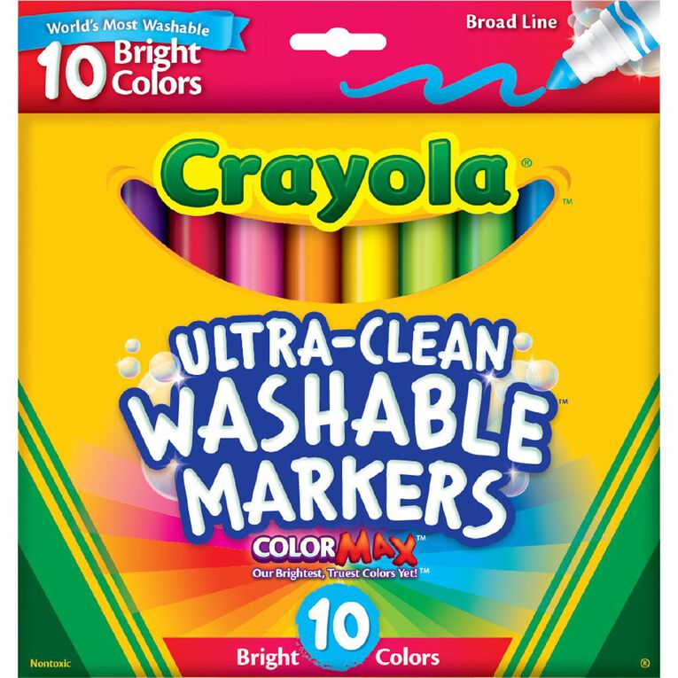 Crayola Washable Markers Bright 10 Pack Assorted, , hi-res