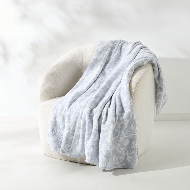 Living & Co Throw Ditsy Floral Blue/White 127cm x 152cm, , hi-res