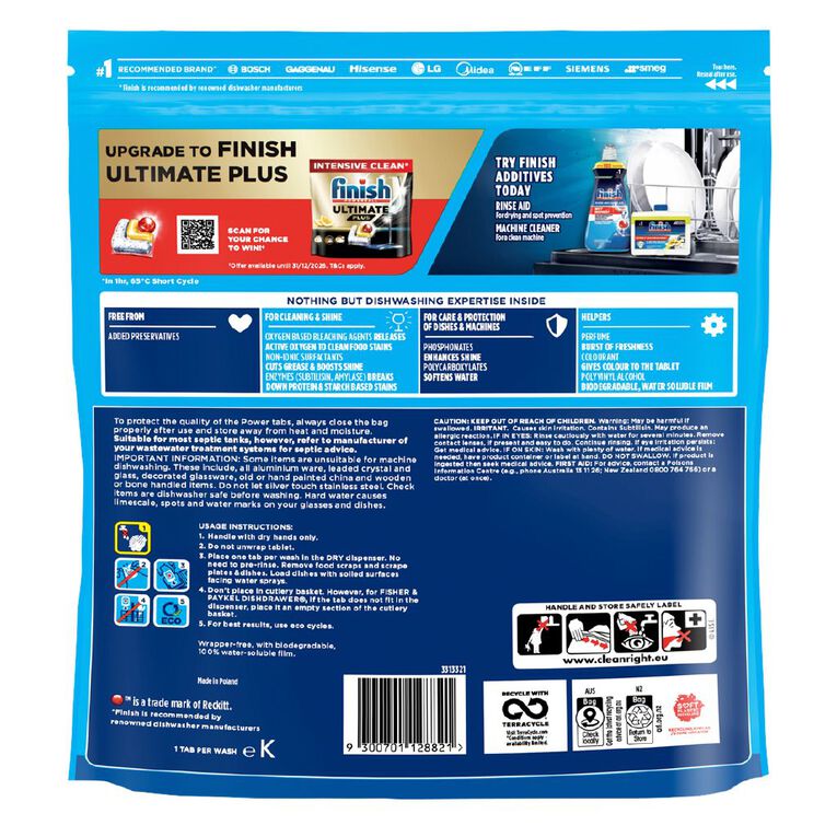Finish Power Dishwasher Tablets Lemon 76 Pack, , hi-res