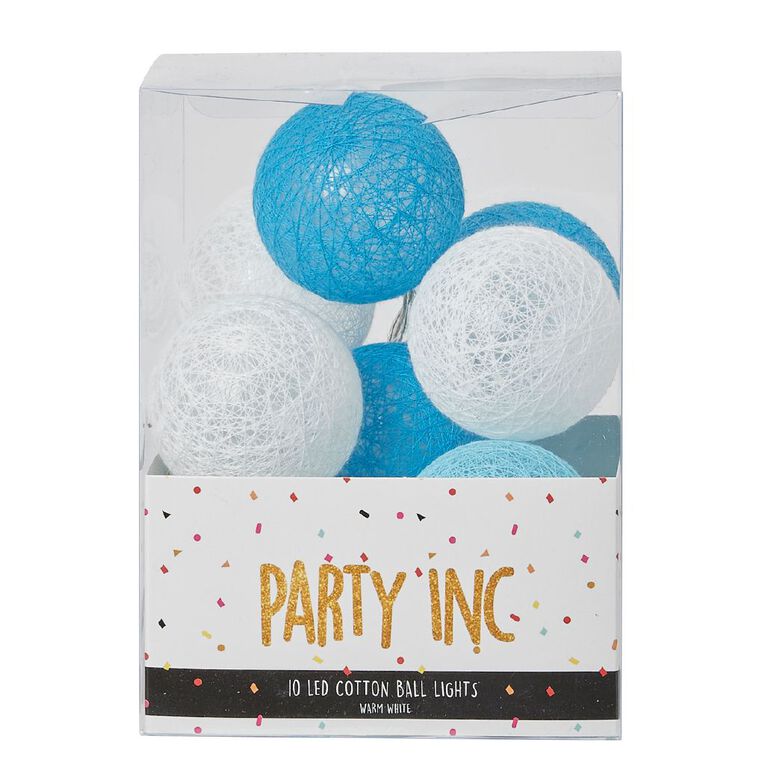 Party Inc Battery Operated Cotton Ball String Lights 10 Led Blue The Warehouse Cotton Ball String Lights 10 Led Blue, Ball String Lights Kmart