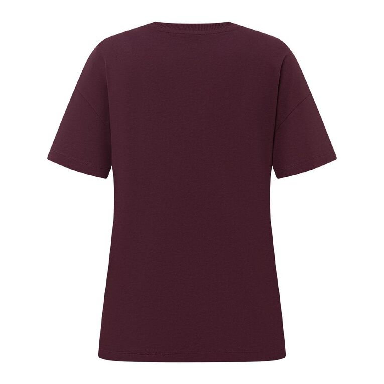 H&H Women's Short Sleeve Boyfriend Graphic Tee, Purple Dark, hi-res