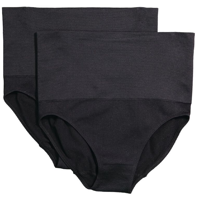 H&H Women's Seamless Briefs 2 Pack, Black, hi-res