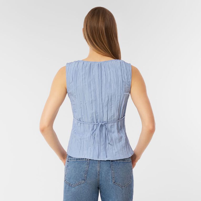 H&H Women's Sleeveless Crinkled VNeck Cami, Blue Light, hi-res