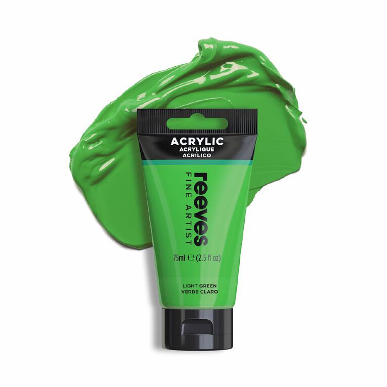 Reeves Fine Acrylic Paint Light Green 75ml, , hi-res