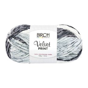 Birch Velvet Yarn 100% Polyester 100G Print Grey Mix