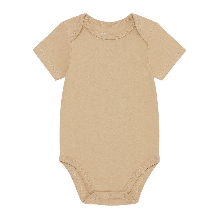 Young Original Babys' Short Sleeve Printed Bodysuit 3 Pack, Brown Mid STARS, hi-res
