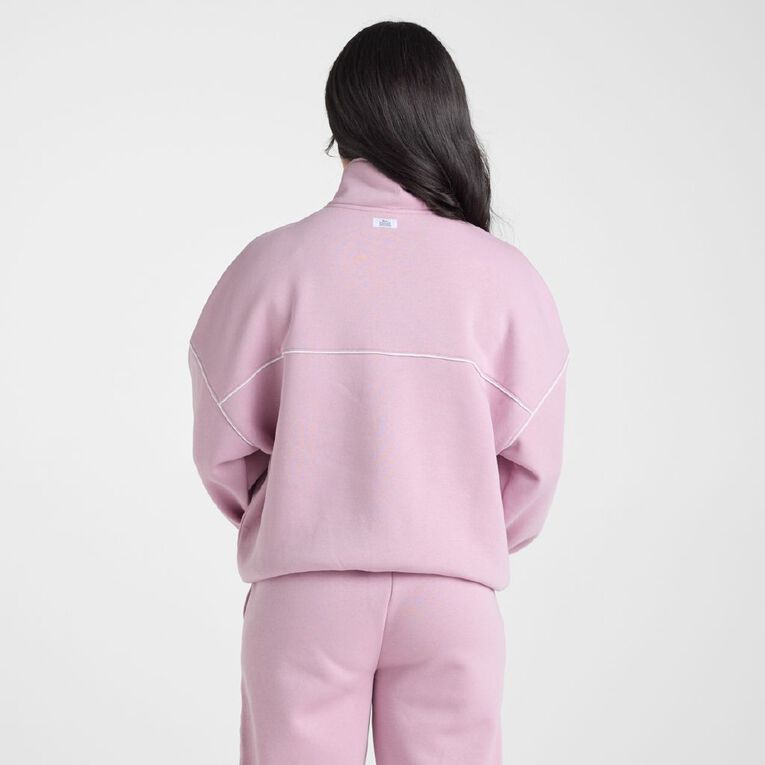 Lonsdale Women's Quarter Zip Sweatshirt, Pink, hi-res