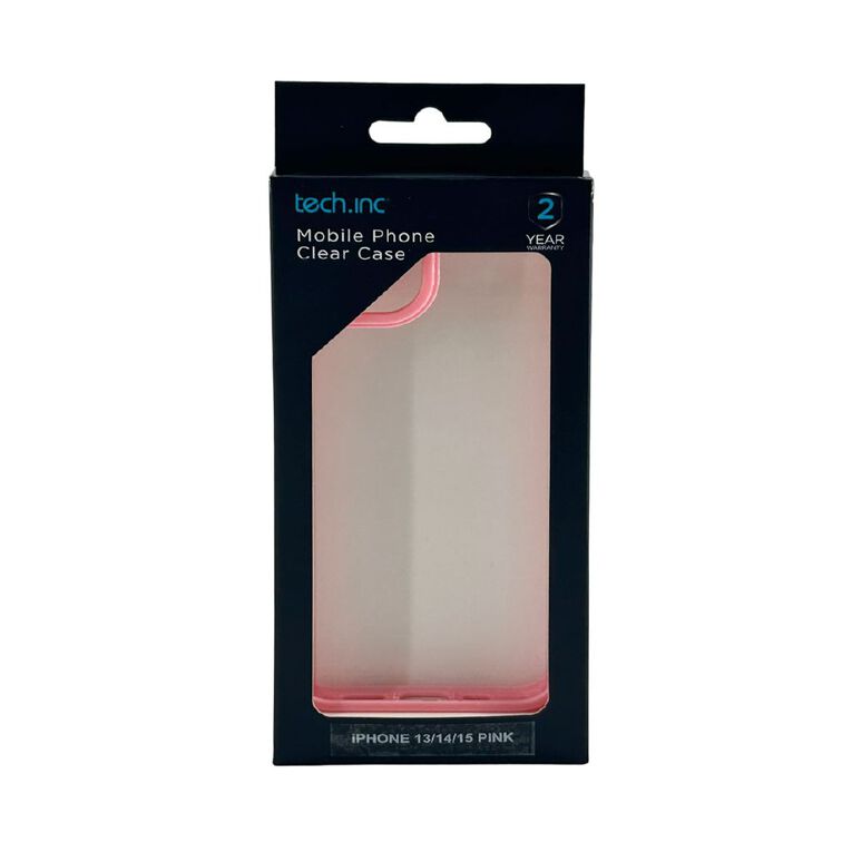 Tech.Inc Clear Phone Case For iPhone 13/14/15 TI0059PK Pink, , hi-res