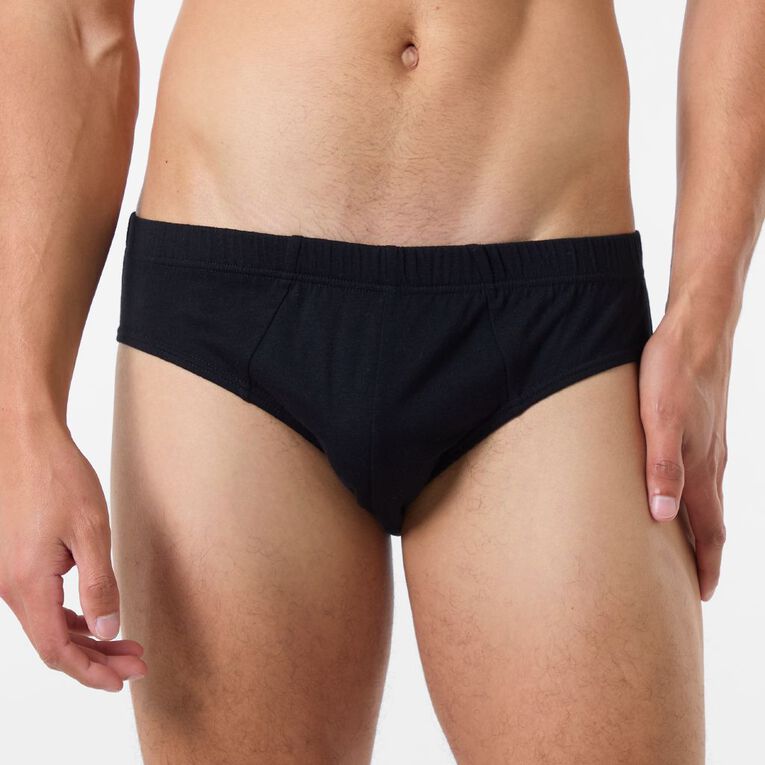 H&H Men's Briefs 5 Pack, Black, hi-res