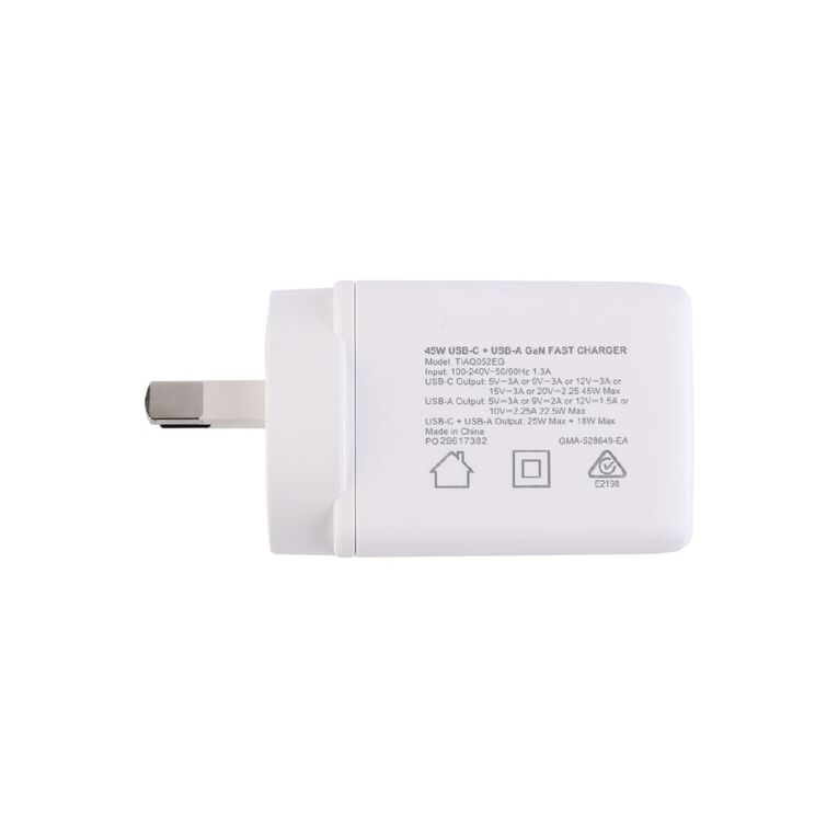 Tech.Inc 45W USB-C + USB-A GaN Fast Charger, , hi-res