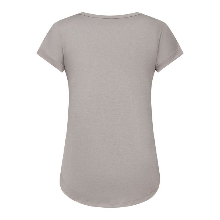 H&H Women's Short Sleeve Drape Viscose Tee, Brown Light, hi-res