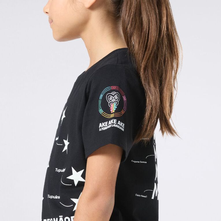 MLC Kids' Matariki Glow In The Dark Tee, Black, hi-res