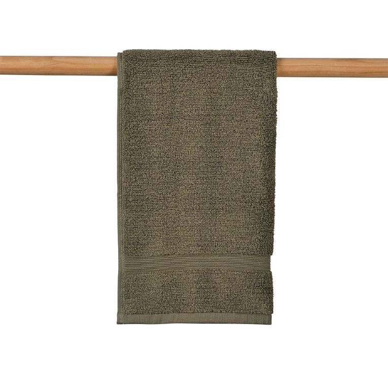 Living & Co Plush Plain Hand Towel Green Dark, , hi-res