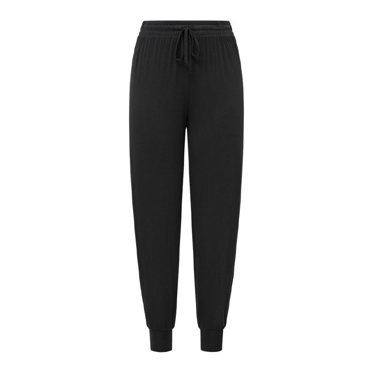 H&H Women's Slouch Knit Pyjama Pants, Black, hi-res