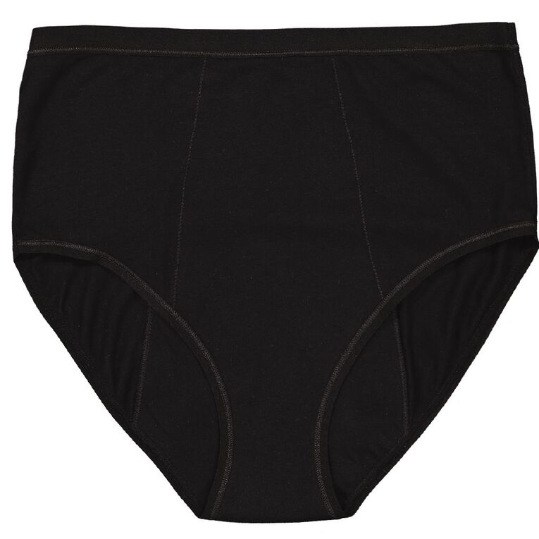 Love Luna Period Full Briefs, Black, hi-res