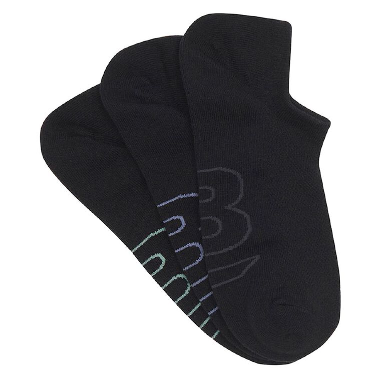 B FOR BONDS Men's No Show Socks 3 Pack, Black, hi-res