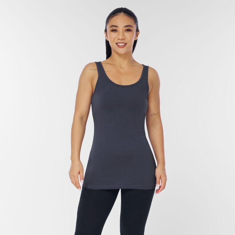 H&H Women's Stretch Longline Tank, Blue Dark, hi-res