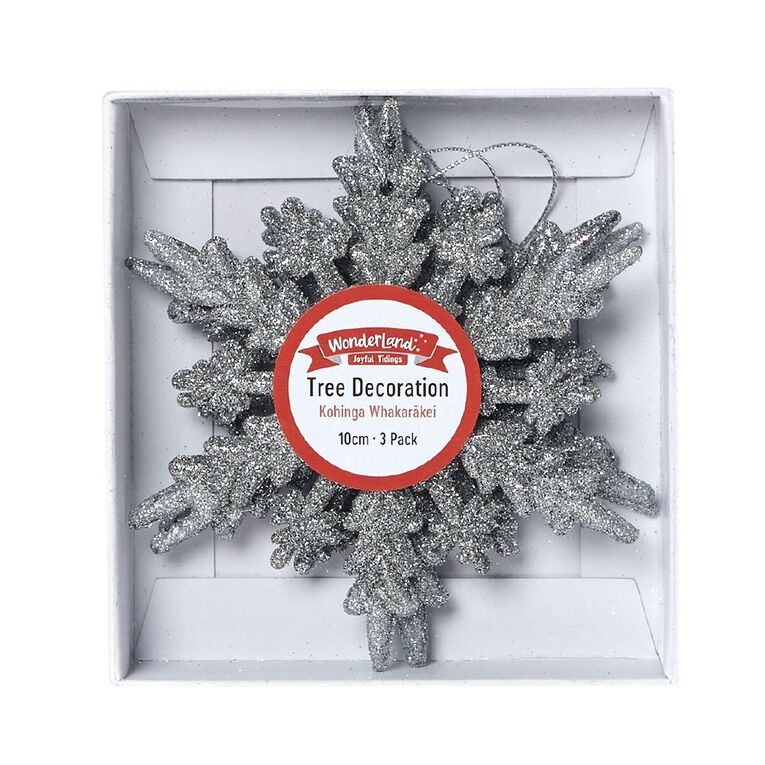 Wonderland Joyful Tidings Snowflake Christmas Decoration Assorted 3 Pack, , hi-res