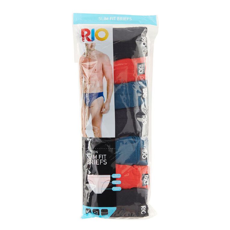 Rio Men's Slim Fit Briefs 7 Pack Black/Red The Warehouse