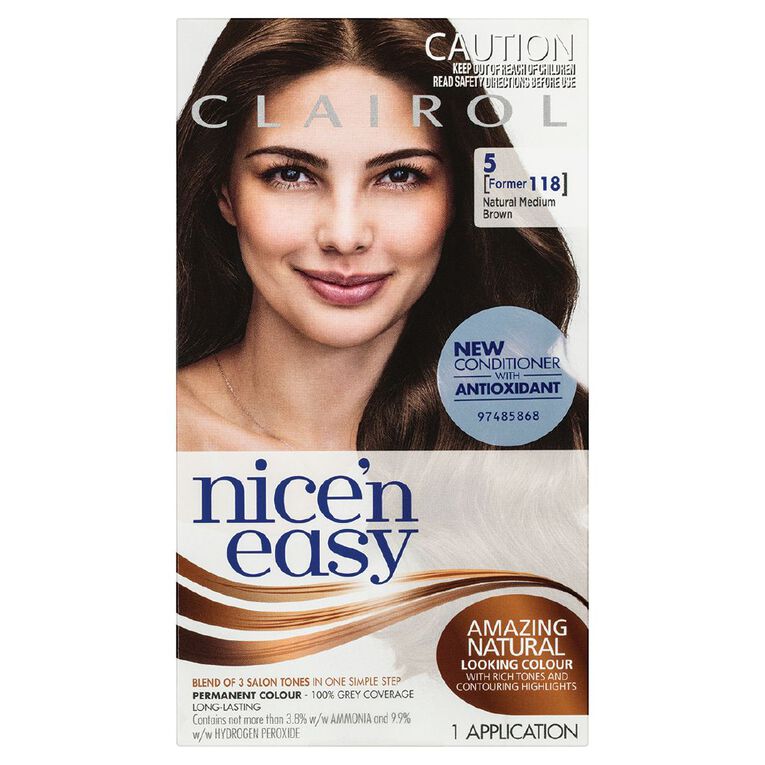 Clairol Nice N Easy Permanent Hair Colour Medium Brown 5, , hi-res