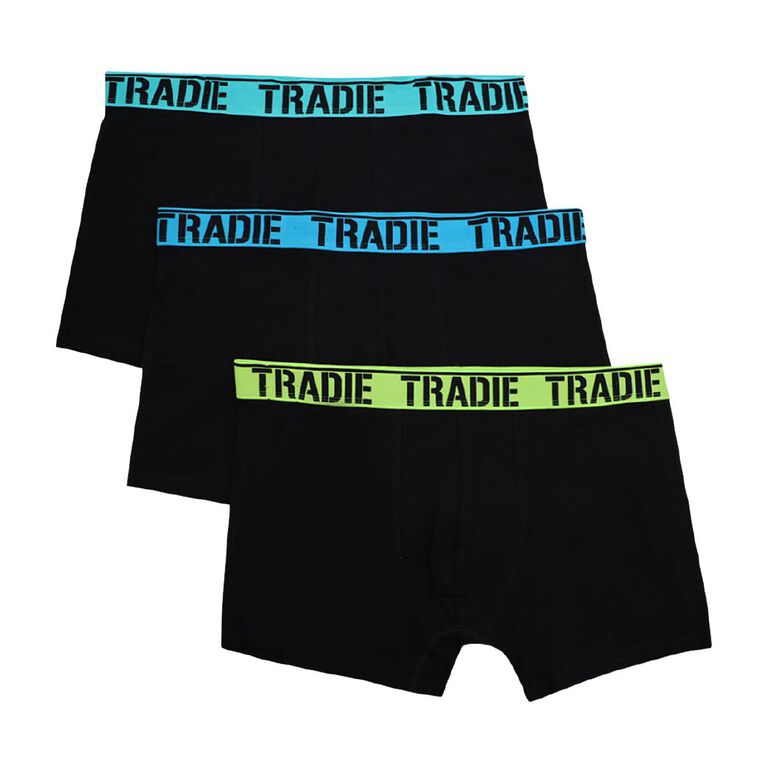 Tradie Big Fella Trunks 3 Pack, Black, hi-res