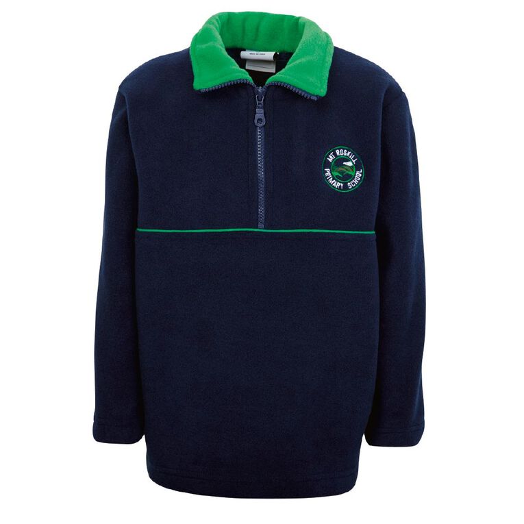 Schooltex Mt Roskill Primary School Polar Fleece Top with Embroidery, Navy/Emerald, hi-res