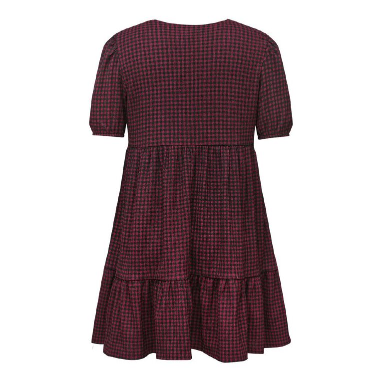 H&H Women's Tie Front Tiered Dress Mini, Red Dark, hi-res