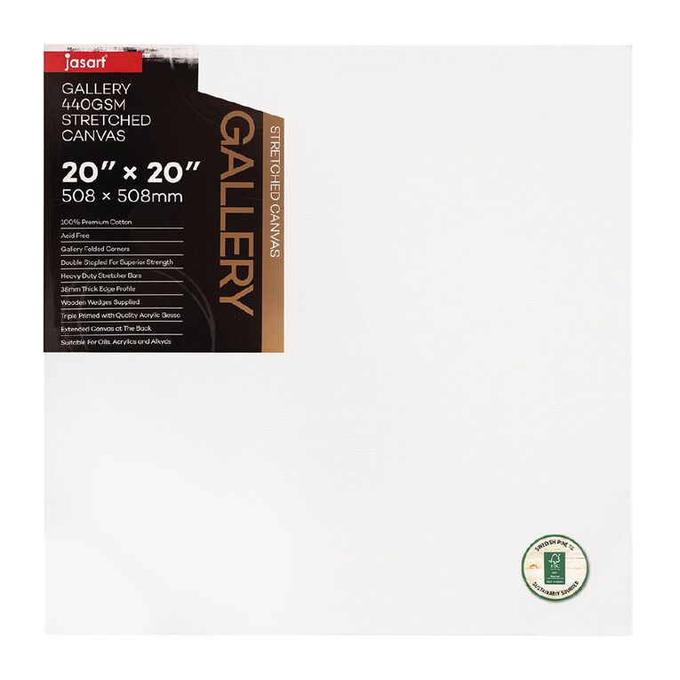 Jasart Gallery 1.5 inch Thick Edge Canvas 20in x 20in White, , hi-res