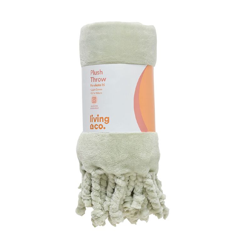 Living & Co Throw Plush Green Light 127cm x 152cm, , hi-res