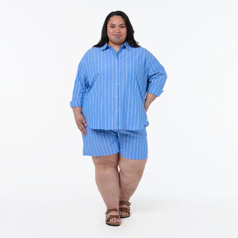 H&H Plus Women's Curve Everyday Shorts, Blue Mid, hi-res