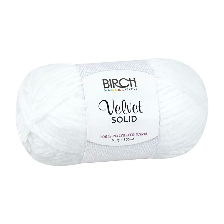 Birch Velvet Yarn 100% Polyester 100G White, , hi-res