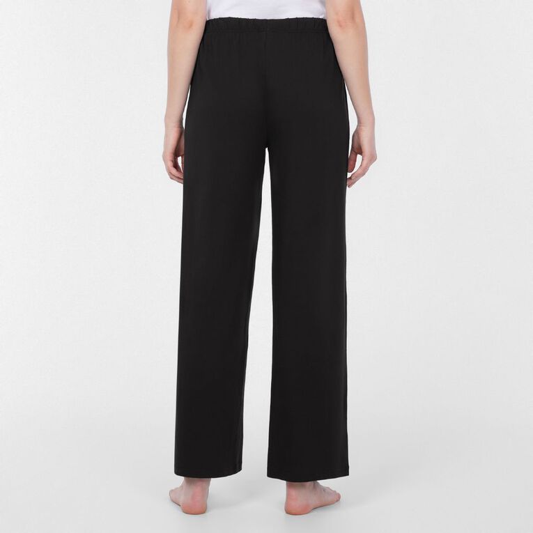 H&H Women's Plain Knit Pyjama Pants, Black, hi-res