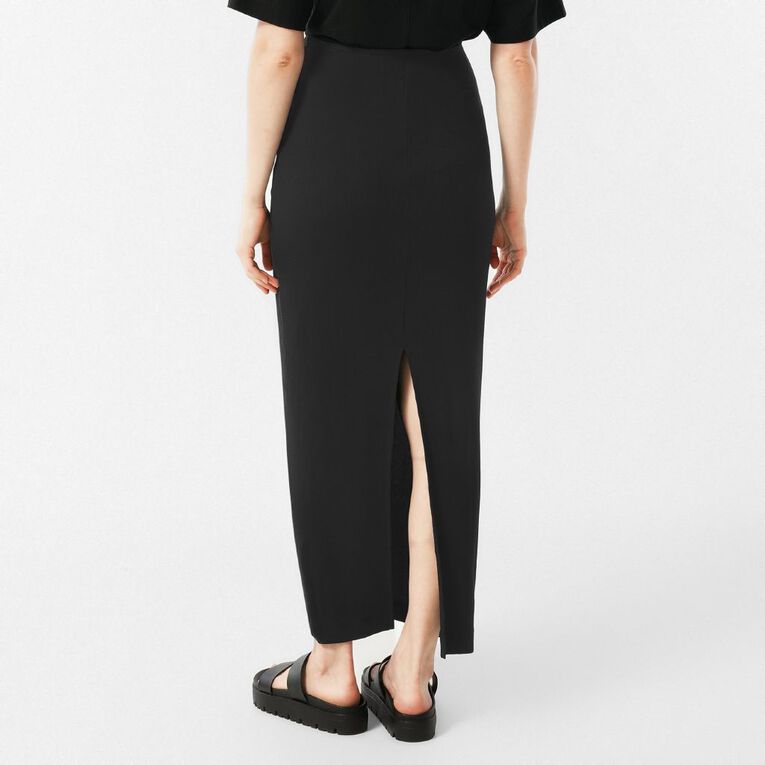 H&H Women's Rib Knit Maxi Skirt, Black, hi-res