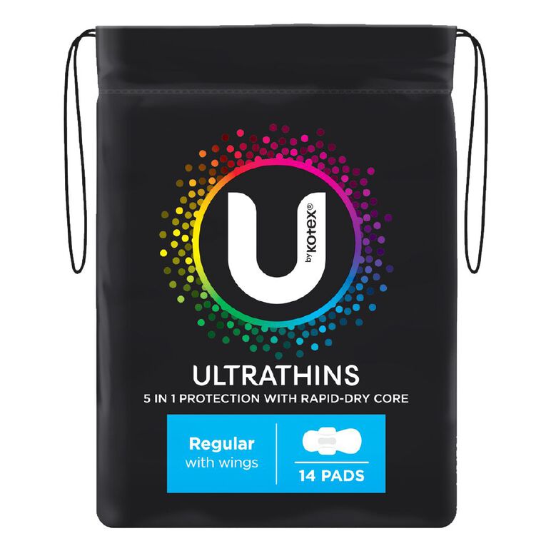 U By Kotex Regular Ultra Thin Wings Pads 14 Pack, , hi-res