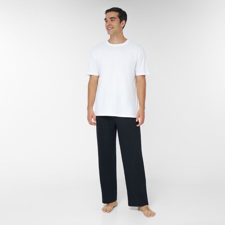 H&H Men's Knit Pyjama Pants, Black SOLID, hi-res